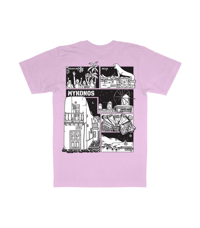 Mykonos Black & White City Graphic T-Shirt