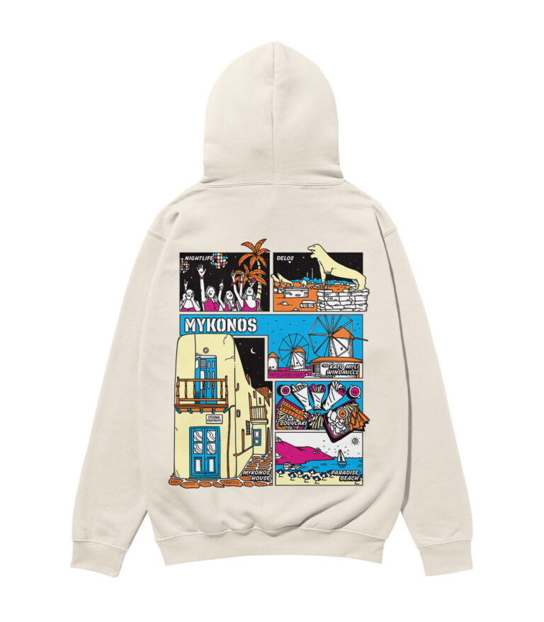 Mykonos Colorful City Heavyweight Organic Hoodie