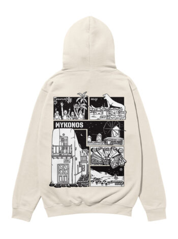 Mykonos Black & White City Heavyweight Organic Hoodie