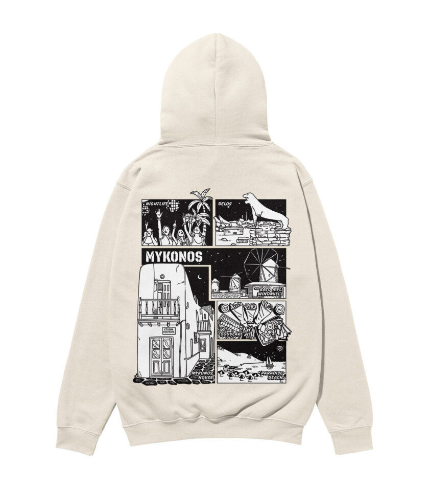 Mykonos Black & White City Heavyweight Organic Hoodie