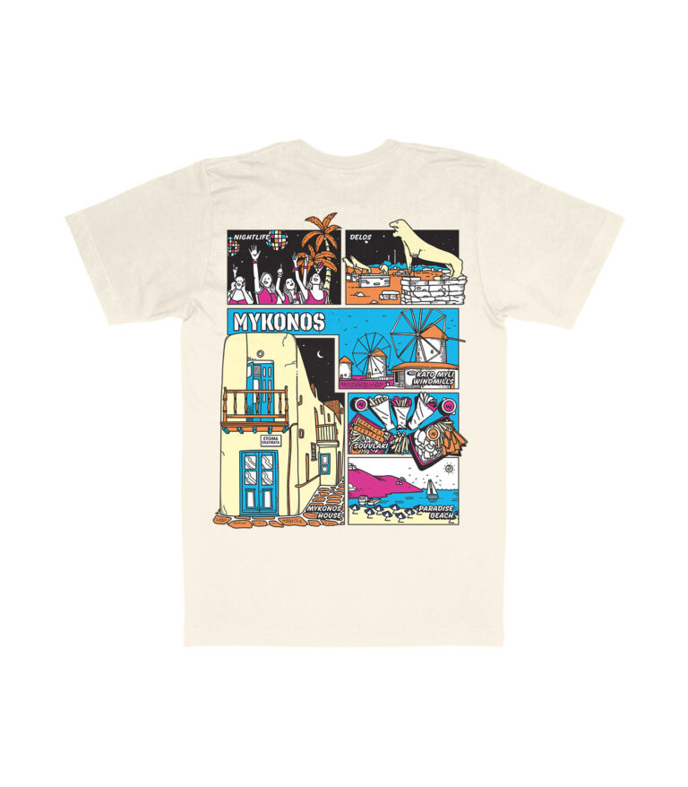 Mykonos Colorful City Graphic T-Shirt