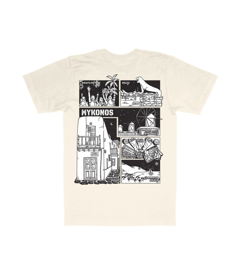 Mykonos Black & White City Graphic T-Shirt