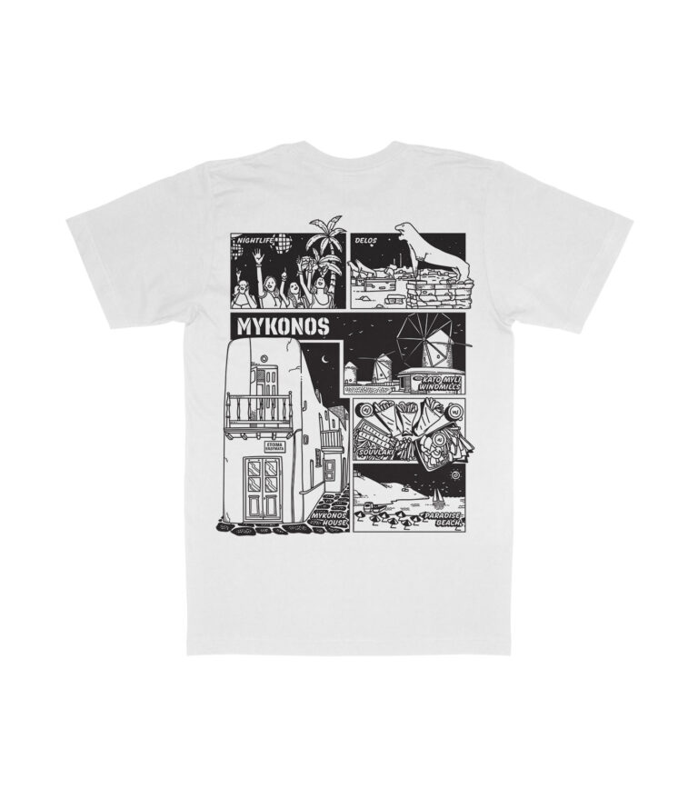 Mykonos Black & White City Graphic T-Shirt