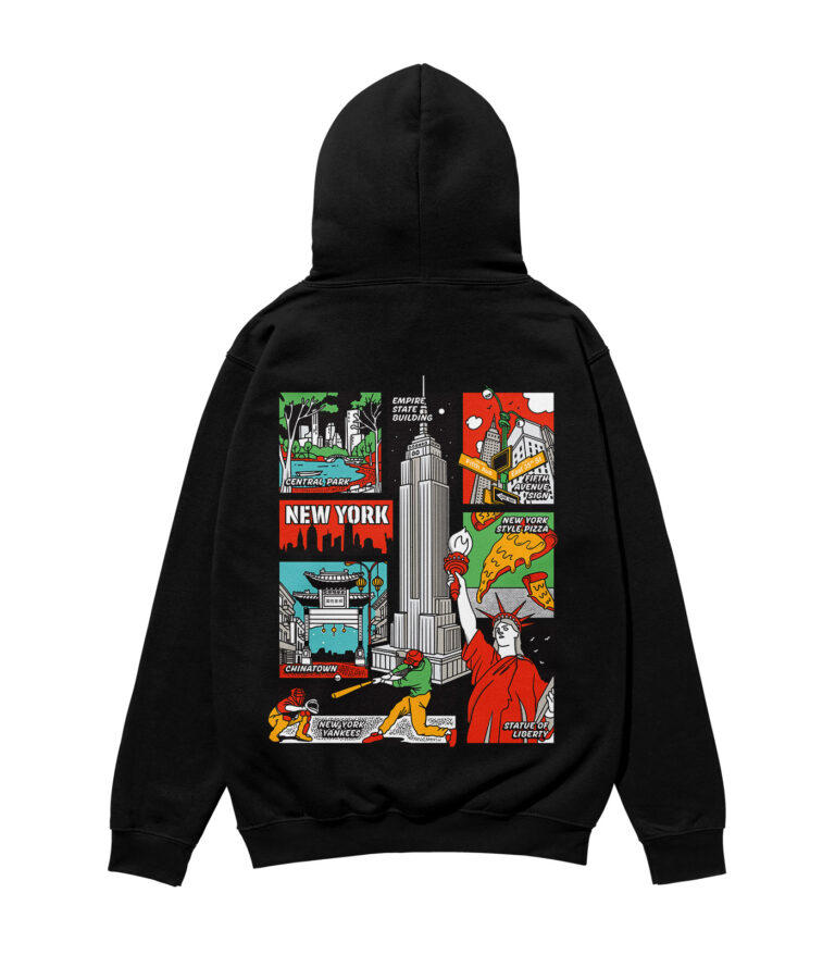 New York Colorful City Heavyweight Organic Hoodie