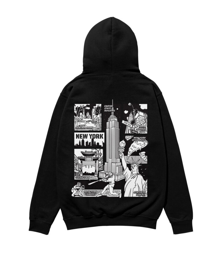New York Black & White City Heavyweight Organic Hoodie