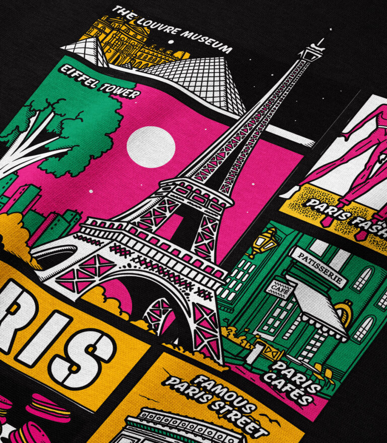 Paris Colorful City Heavyweight Organic Hoodie