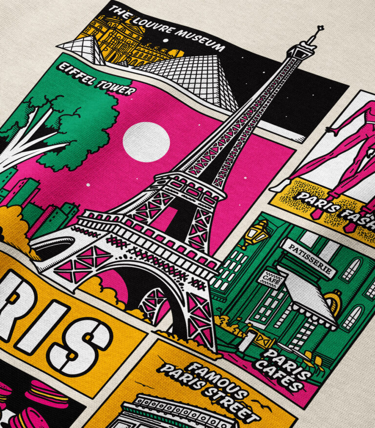 Paris Colorful City Heavyweight Organic Hoodie