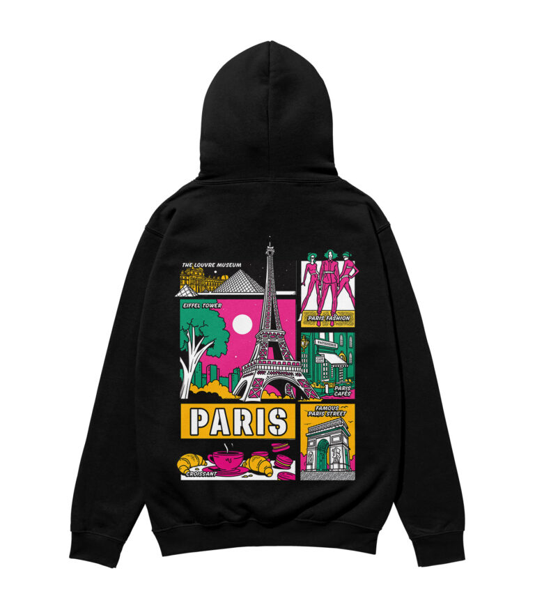 Paris Colorful City Heavyweight Organic Hoodie