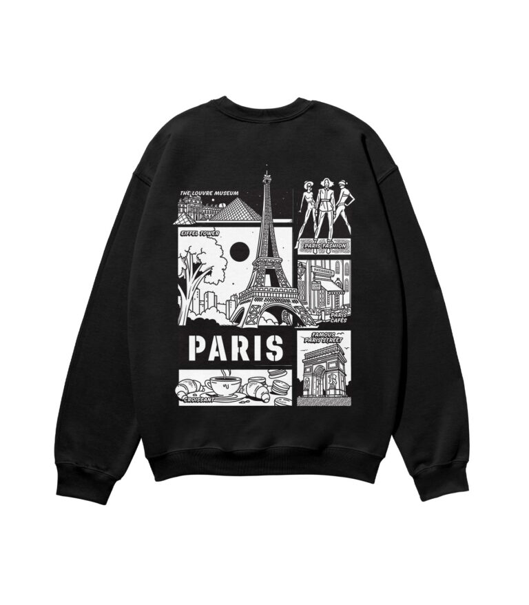 Paris Black & White City Heavyweight Organic Sweatshirt