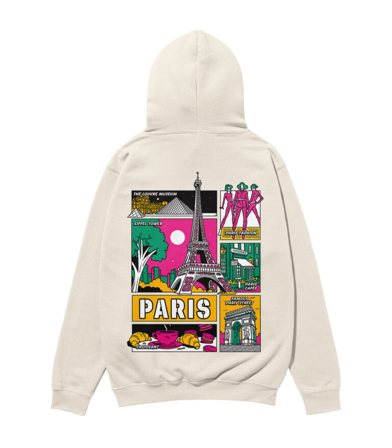 Paris Colorful City Heavyweight Organic Hoodie