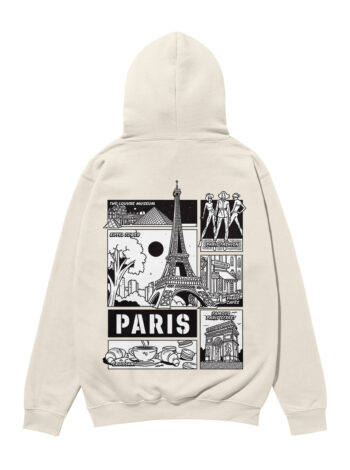Paris Black & White City Heavyweight Organic Hoodie