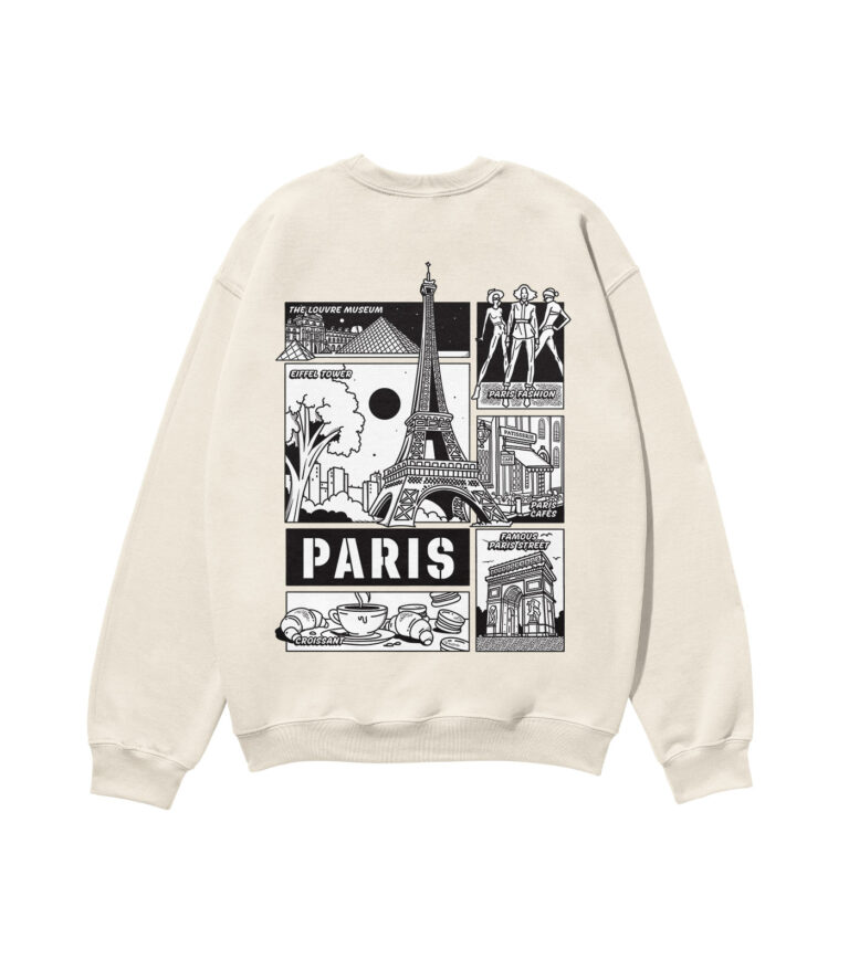 Paris Black & White City Heavyweight Organic Sweatshirt