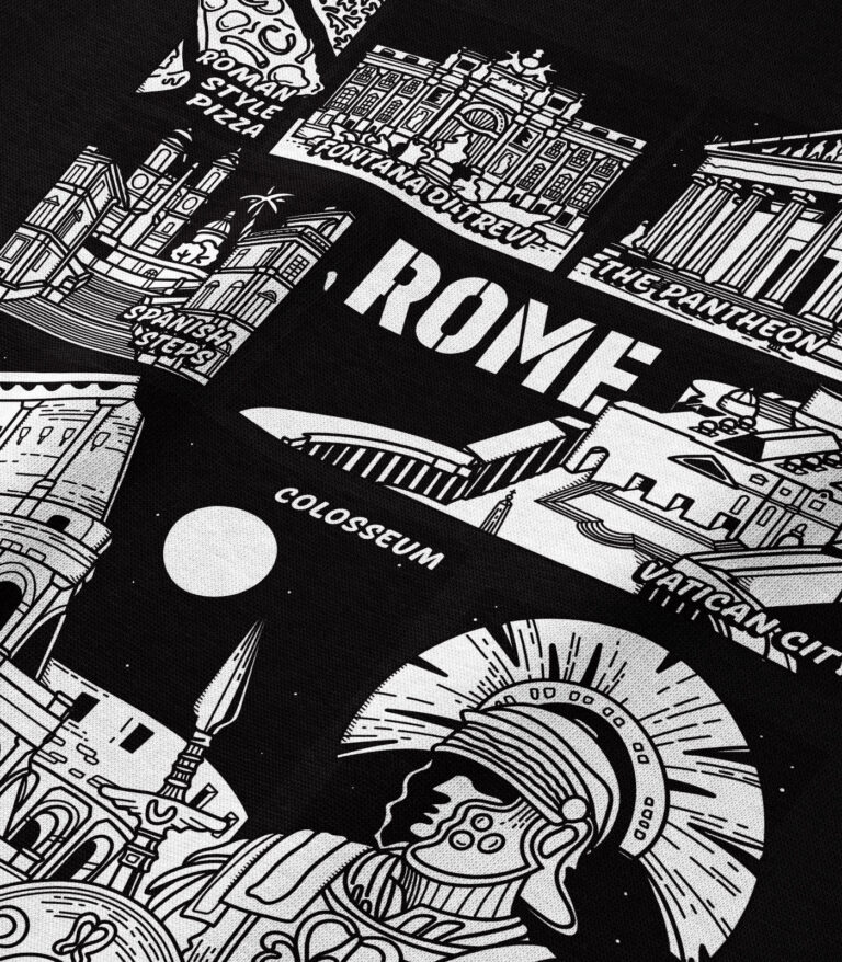 Rome Black & White City Heavyweight Organic Hoodie