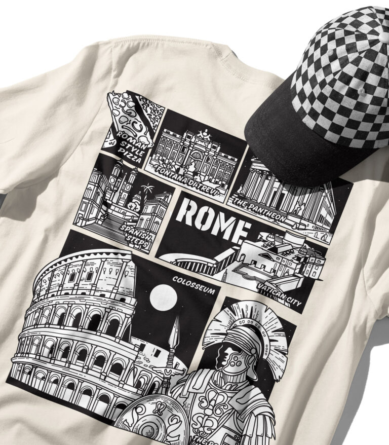 Rome Black & White City Graphic T-Shirt