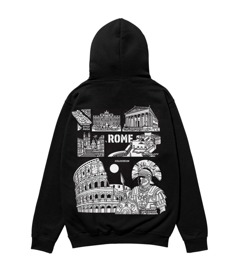 Rome Black & White City Heavyweight Organic Hoodie