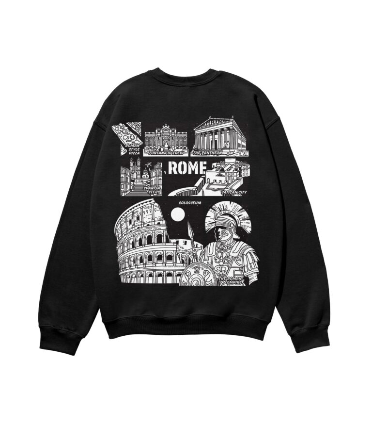 Rome Black & White City Heavyweight Organic Sweatshirt