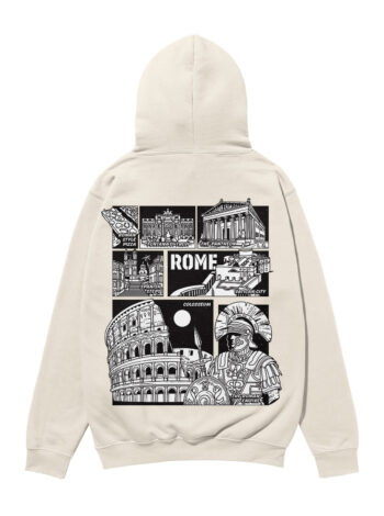 Rome Black & White City Heavyweight Organic Hoodie