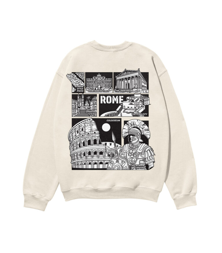 Rome Black & White City Heavyweight Organic Sweatshirt