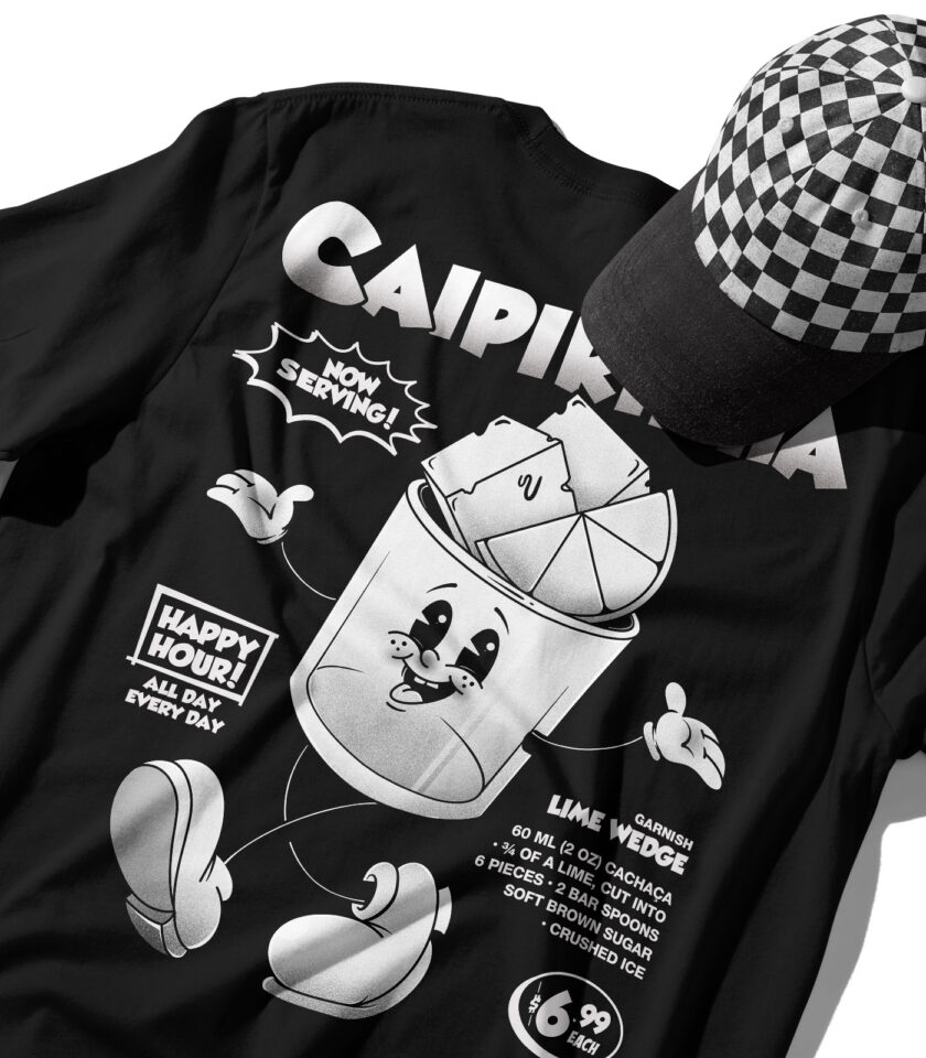 Caipirinha Black & White Organic Heavyweight T-Shirt - Image 3