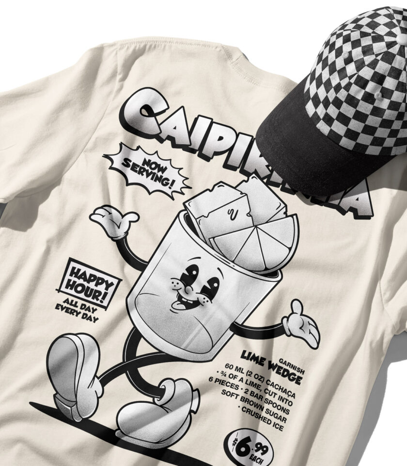 Caipirinha Black & White Organic Heavyweight T-Shirt - Image 6