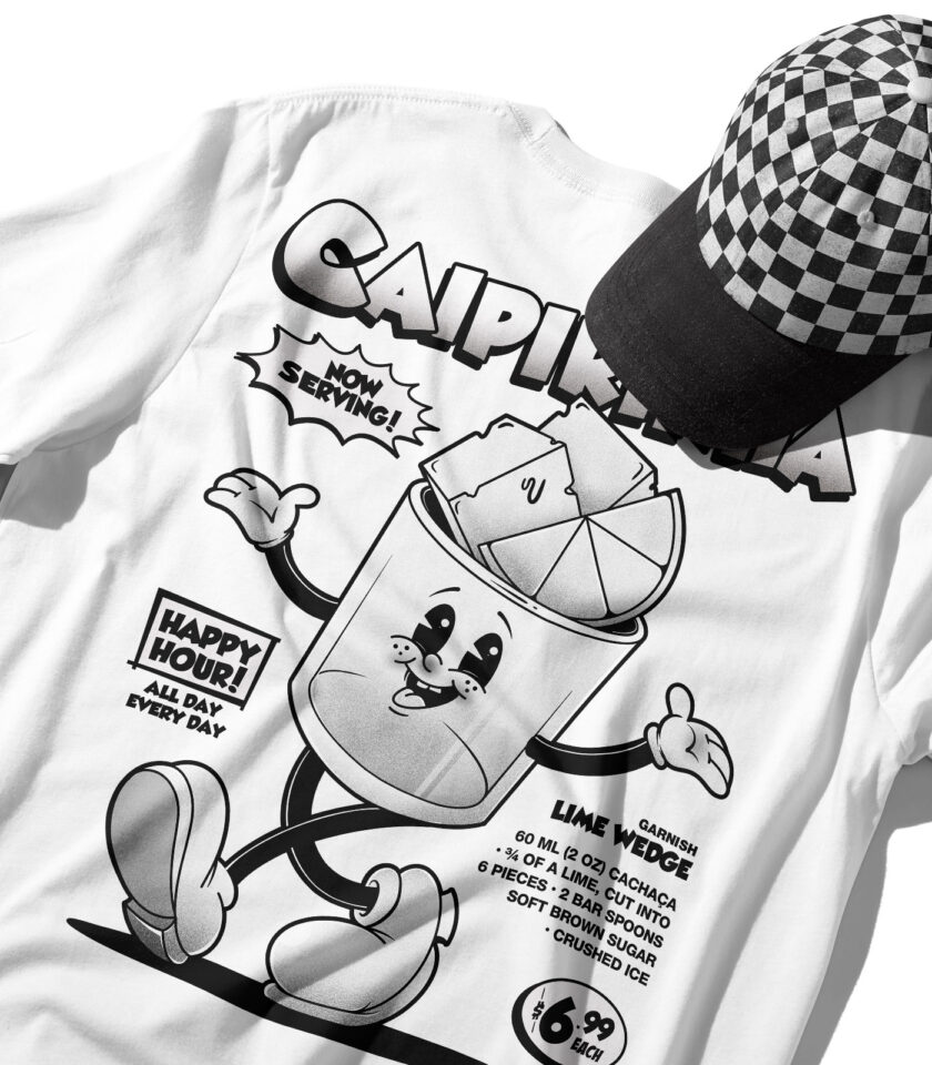 Caipirinha Black & White Organic Heavyweight T-Shirt - Image 9
