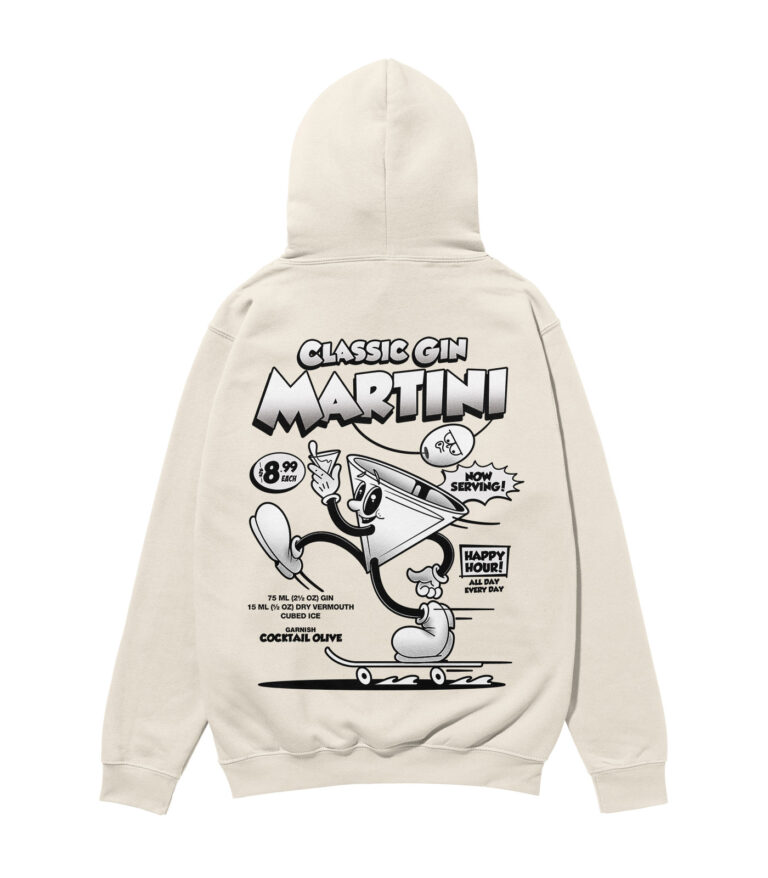 Classic Gin Martini Black & White Heavyweight Organic Hoodie