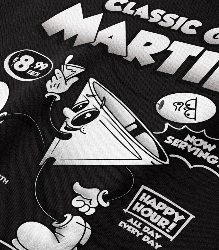 Classic Gin Martini Black & White Heavyweight Organic Hoodie