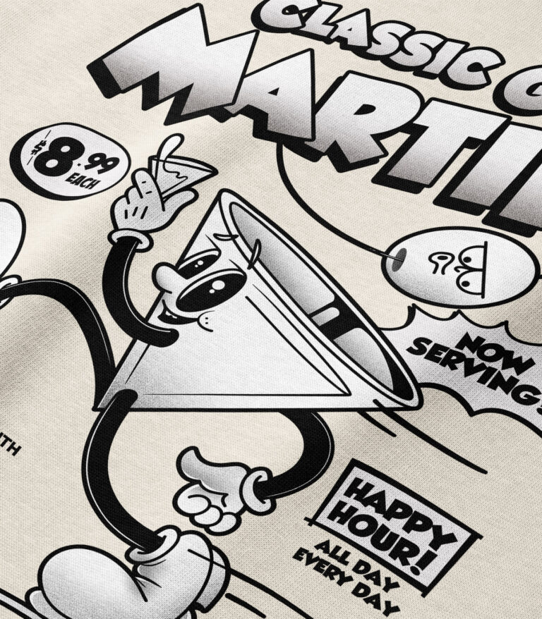 Classic Gin Martini Black & White Heavyweight Organic Hoodie