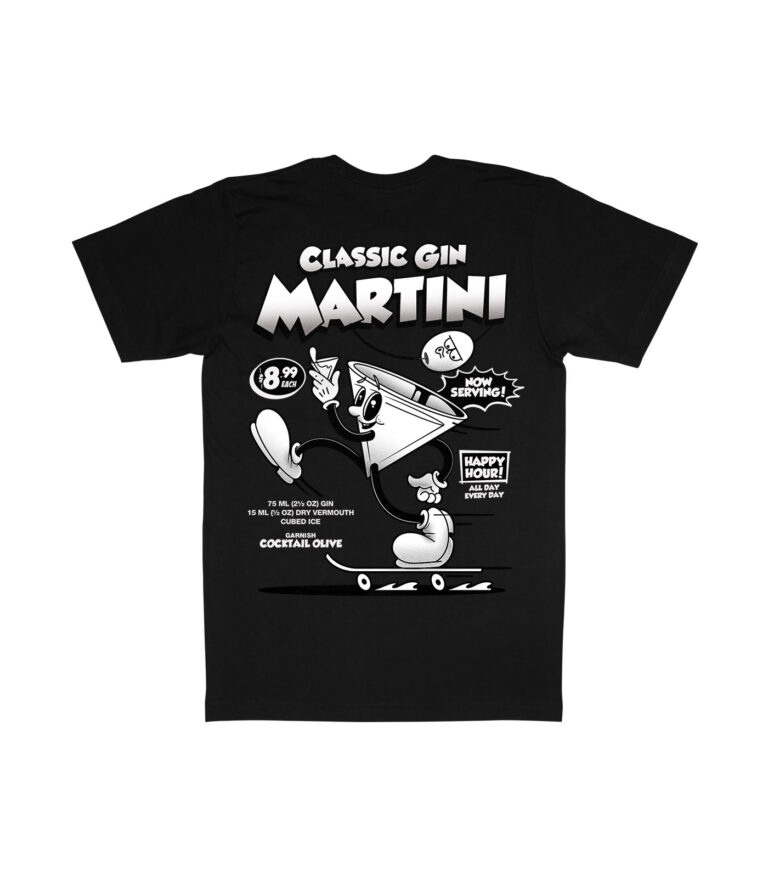 Classic Gin Martini Black & White Organic Heavyweight T-Shirt