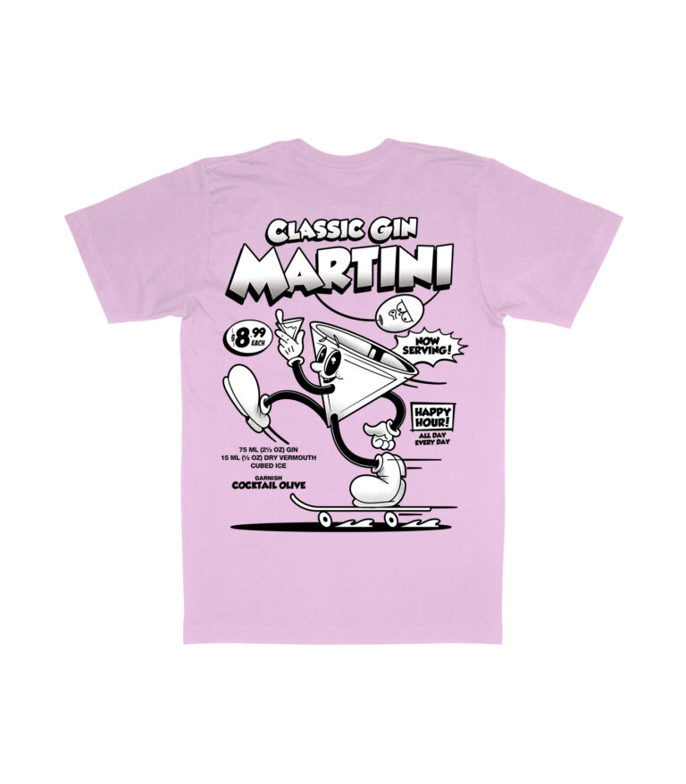 Classic Gin Martini Black & White Organic Heavyweight T-Shirt