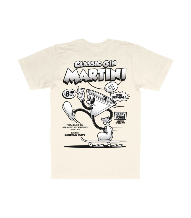 Classic Gin Martini Black & White Organic Heavyweight T-Shirt