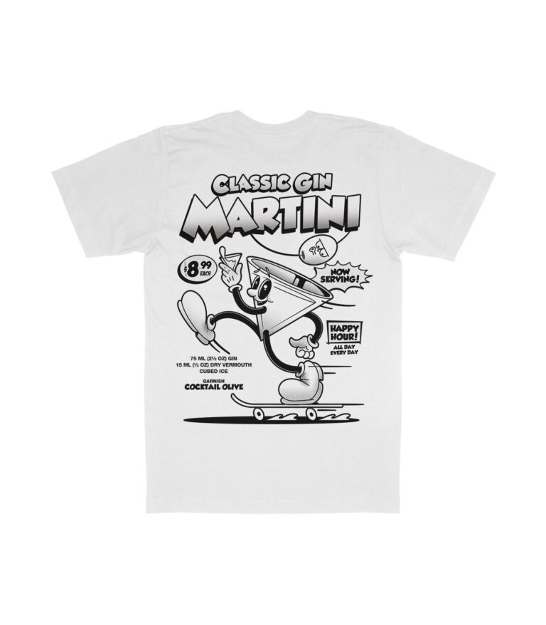 Classic Gin Martini Black & White Organic Heavyweight T-Shirt