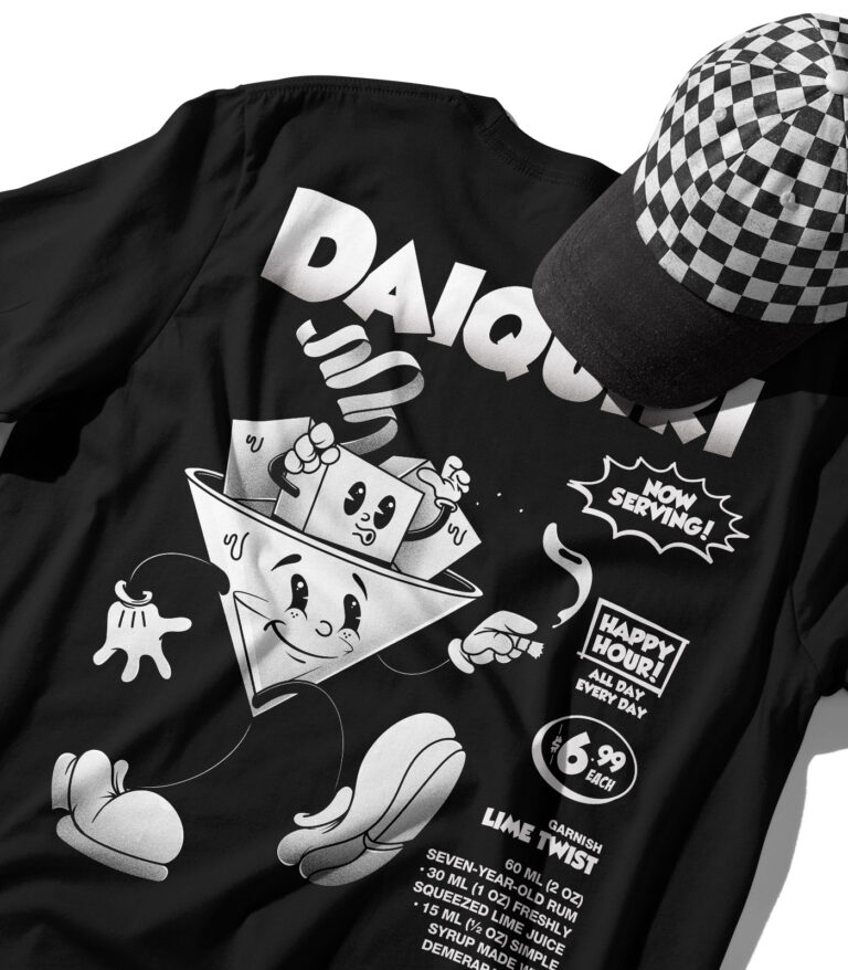 Daiquiri Black & White Organic Heavyweight T-Shirt