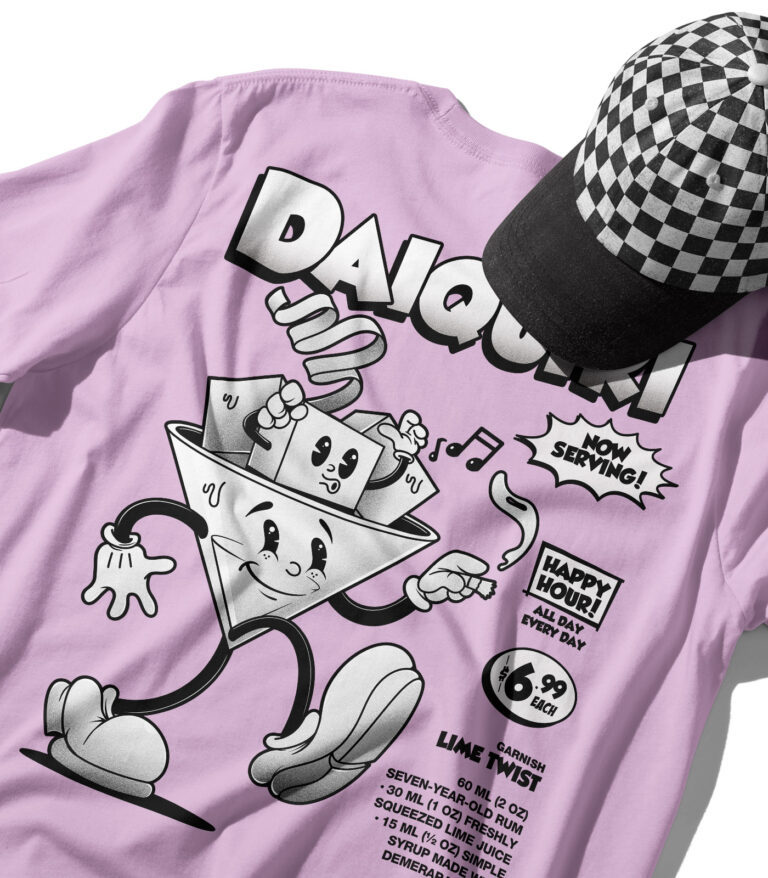 Daiquiri Black & White Organic Heavyweight T-Shirt