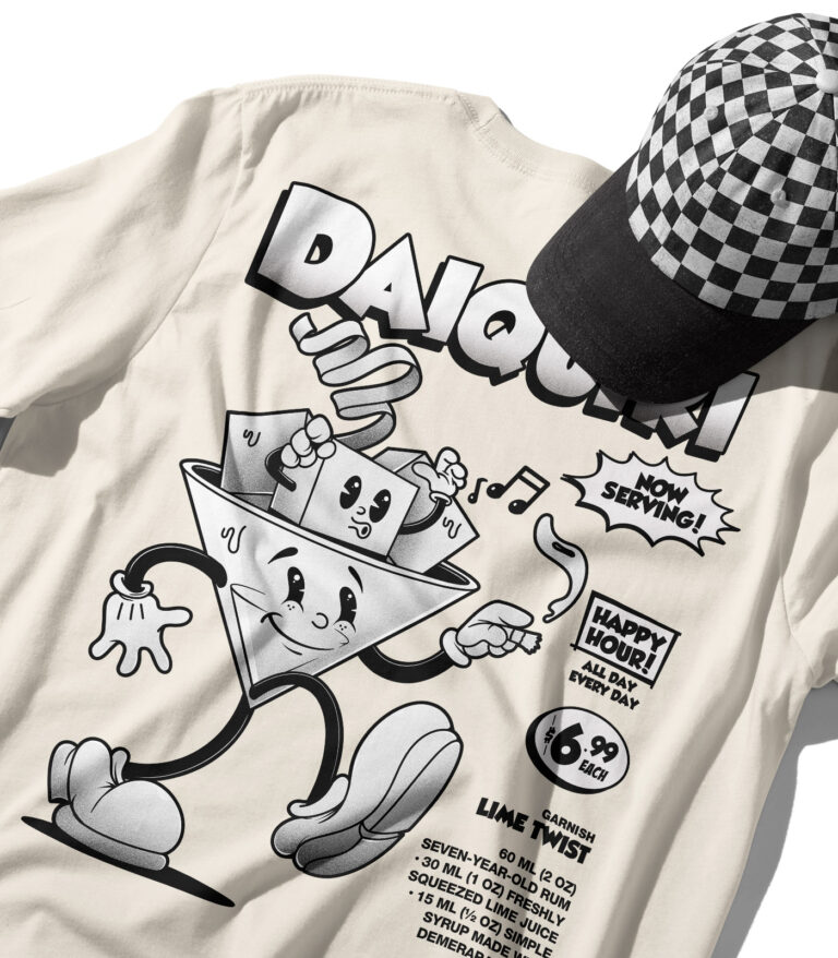 Daiquiri Black & White Organic Heavyweight T-Shirt