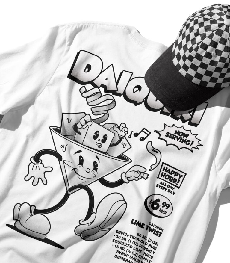 Daiquiri Black & White Organic Heavyweight T-Shirt