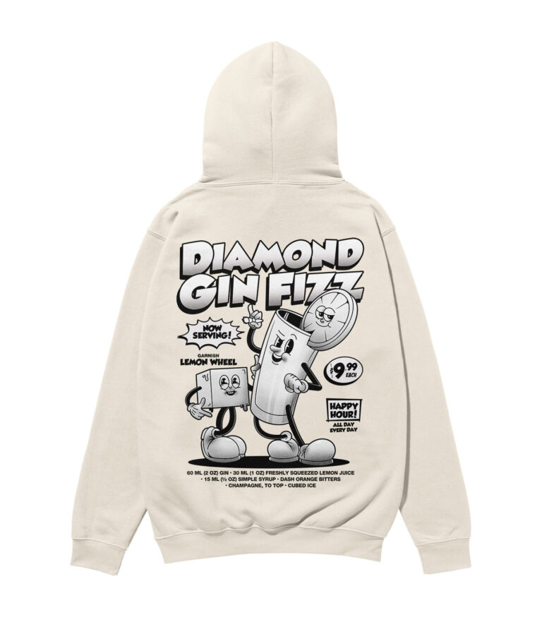 Diamond Gin Fizz Black & White Heavyweight Organic Hoodie