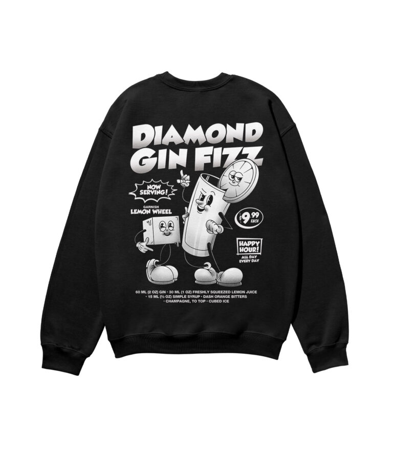 Diamond Gin Fizz Black & White Heavyweight Organic Sweatshirt