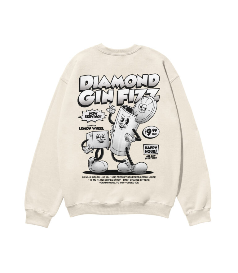 Diamond Gin Fizz Black & White Heavyweight Organic Sweatshirt