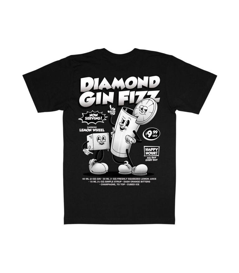 Diamond Gin Fizz Black & White Organic Heavyweight T-Shirt