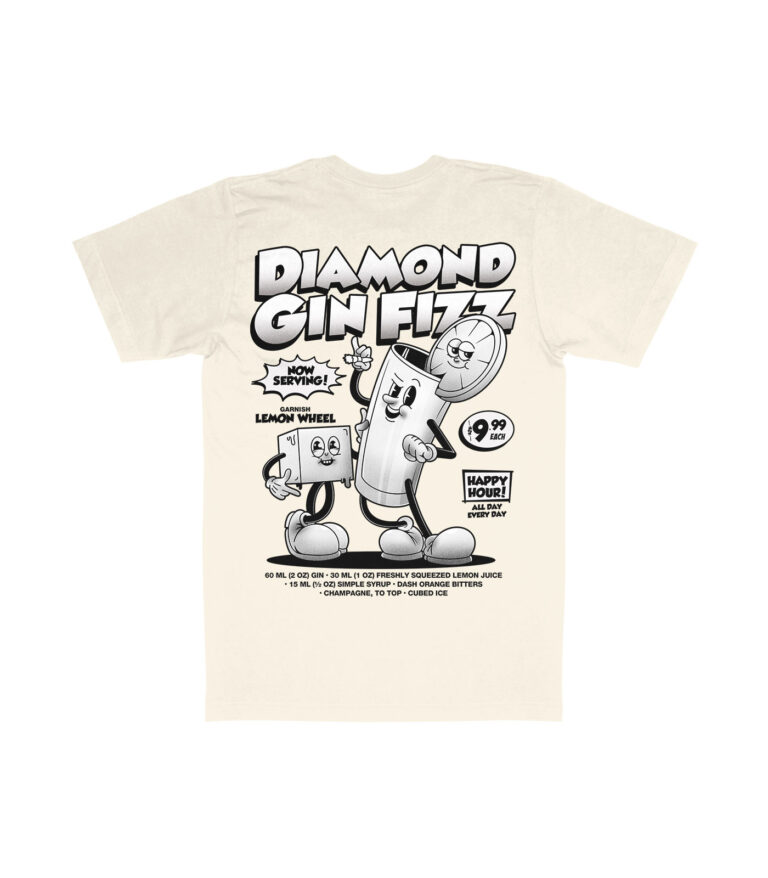 Diamond Gin Fizz Black & White Organic Heavyweight T-Shirt