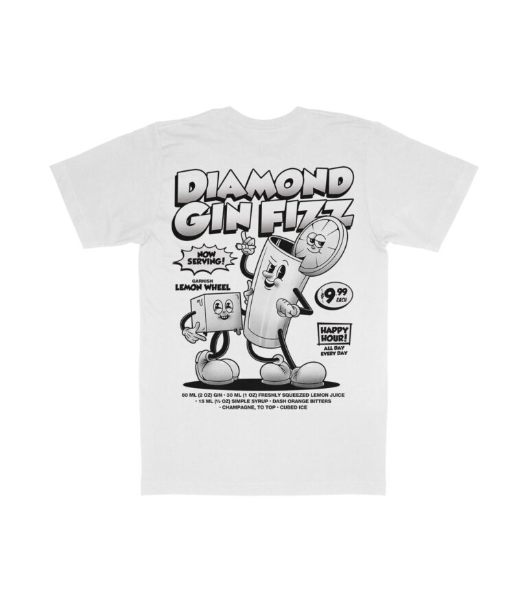 Diamond Gin Fizz Black & White Organic Heavyweight T-Shirt
