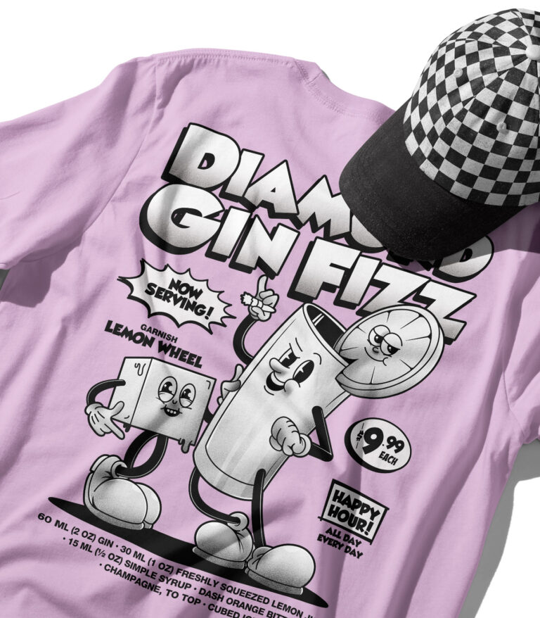 Diamond Gin Fizz Black & White Organic Heavyweight T-Shirt