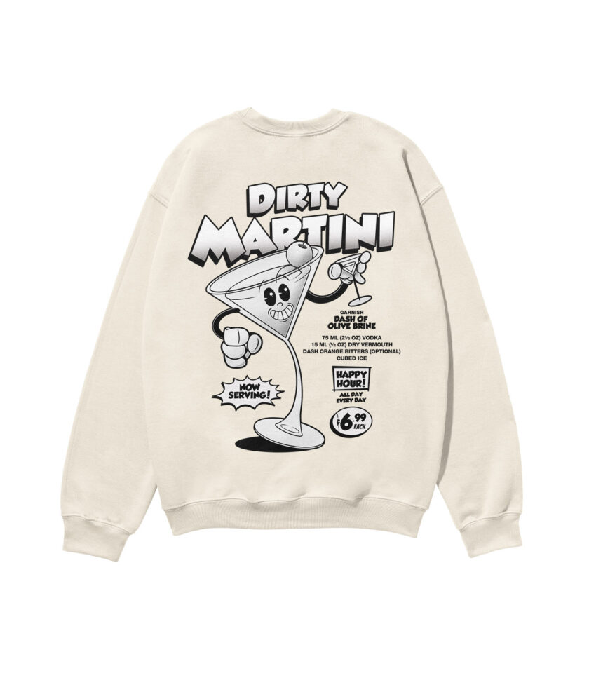 Dirty Martini Black & White Heavyweight Organic Sweatshirt - Image 4