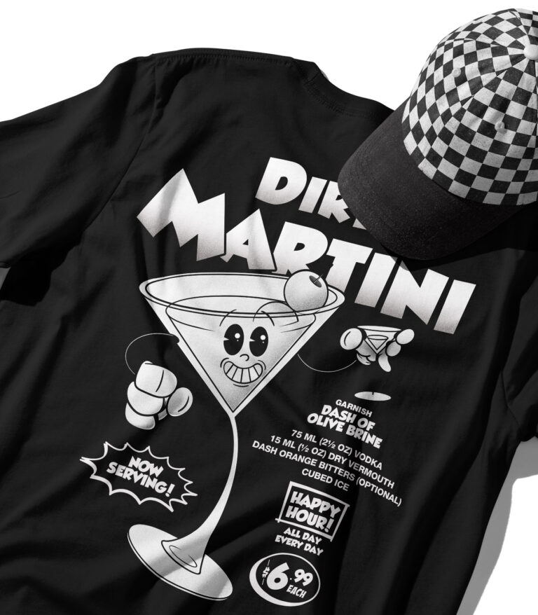 Dirty Martini Black & White Organic Heavyweight T-Shirt