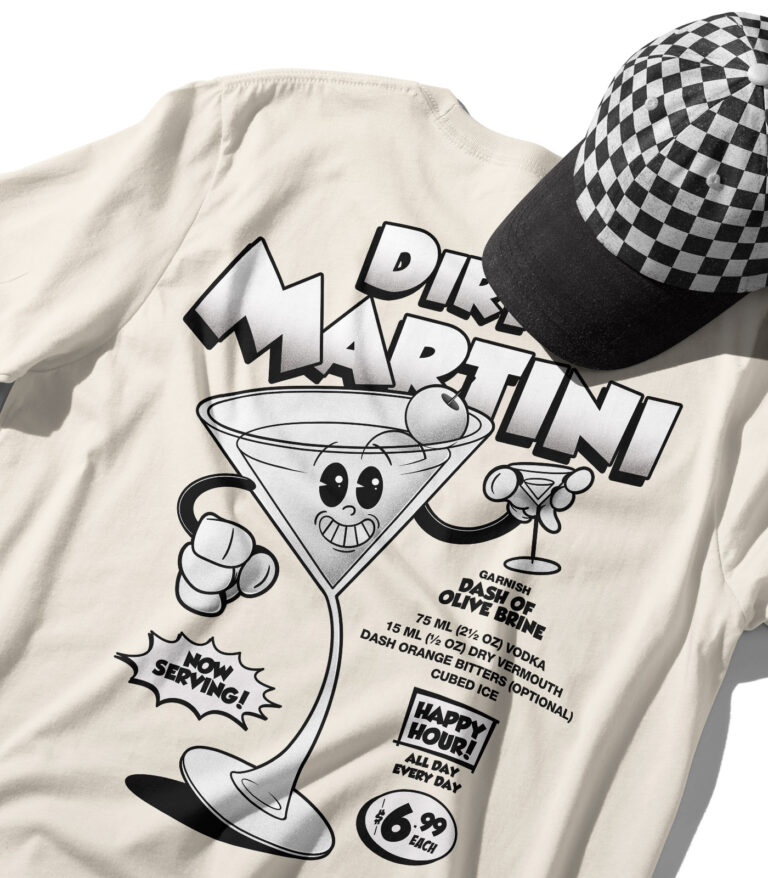 Dirty Martini Black & White Organic Heavyweight T-Shirt