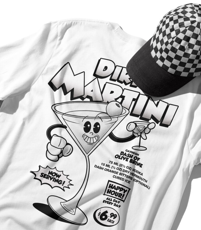 Dirty Martini Black & White Organic Heavyweight T-Shirt