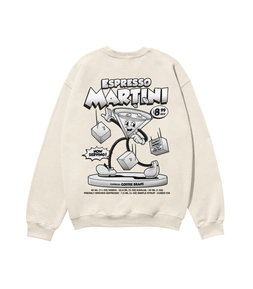 Espresso Martini Black & White Heavyweight Organic Sweatshirt - Image 4