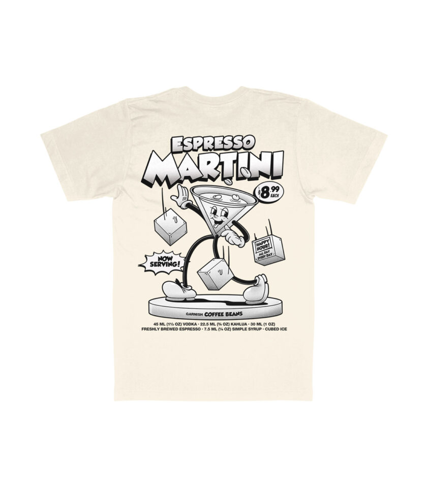 Espresso Martini Black & White Organic Heavyweight T-Shirt - Image 4