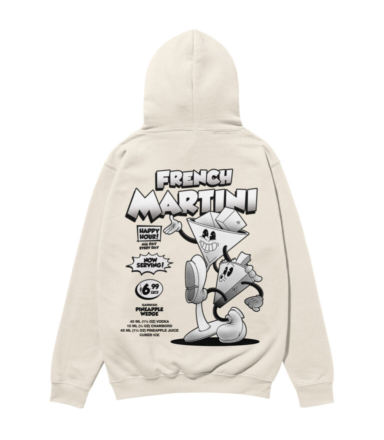 French Martini Black & White Heavyweight Organic Hoodie